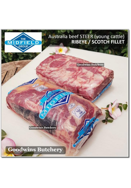 Beef Cuberoll Scotch-Fillet RIBEYE STEER (young cattle) aged 3-4 weeks Australia MIDFIELD whole cuts +/- 2.2kg (price/kg) PREORDER 1-3 days notice